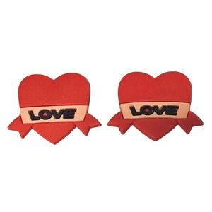 Heart Shoe Charms Love Valentines Day Sweetheart Crok Style Plugs 2pc